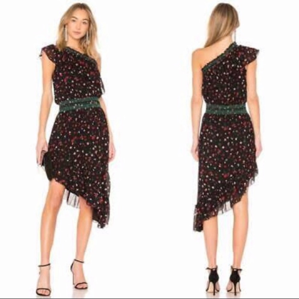 Joie Hafsa Silk One Shoulder Asymmetrical Dress M